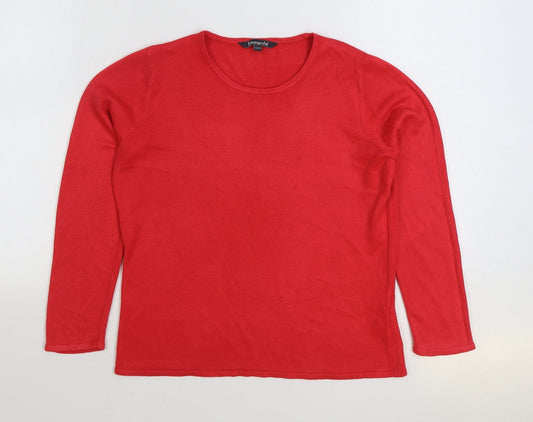 Bonmarché Womens Red Round Neck Acrylic Pullover Jumper Size 12