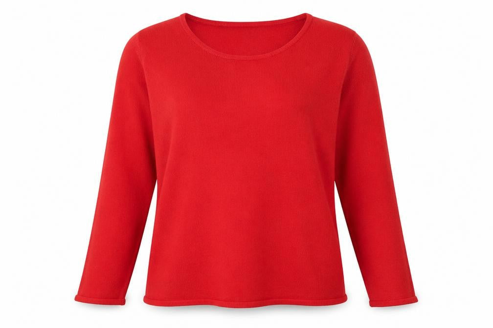 Bonmarché Womens Red Round Neck Acrylic Pullover Jumper Size 12