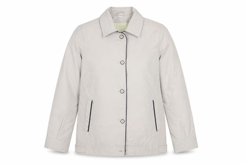 Preworn Womens Beige Jacket Size 12 Button