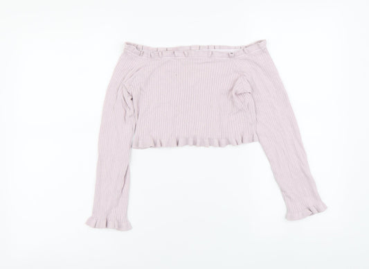 Threadbare Womens Pink Polyester Cropped Blouse Size 10 Square Neck