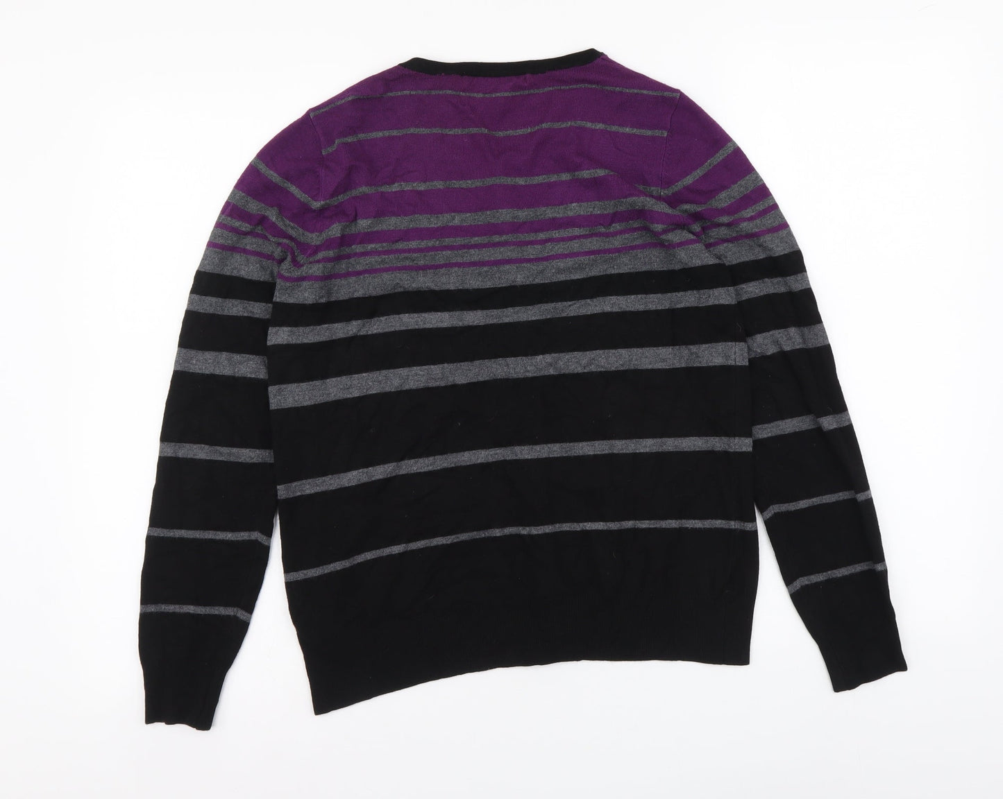 Marks and Spencer Womens Multicoloured Round Neck Striped Viscose Cardigan Jumper Size 12