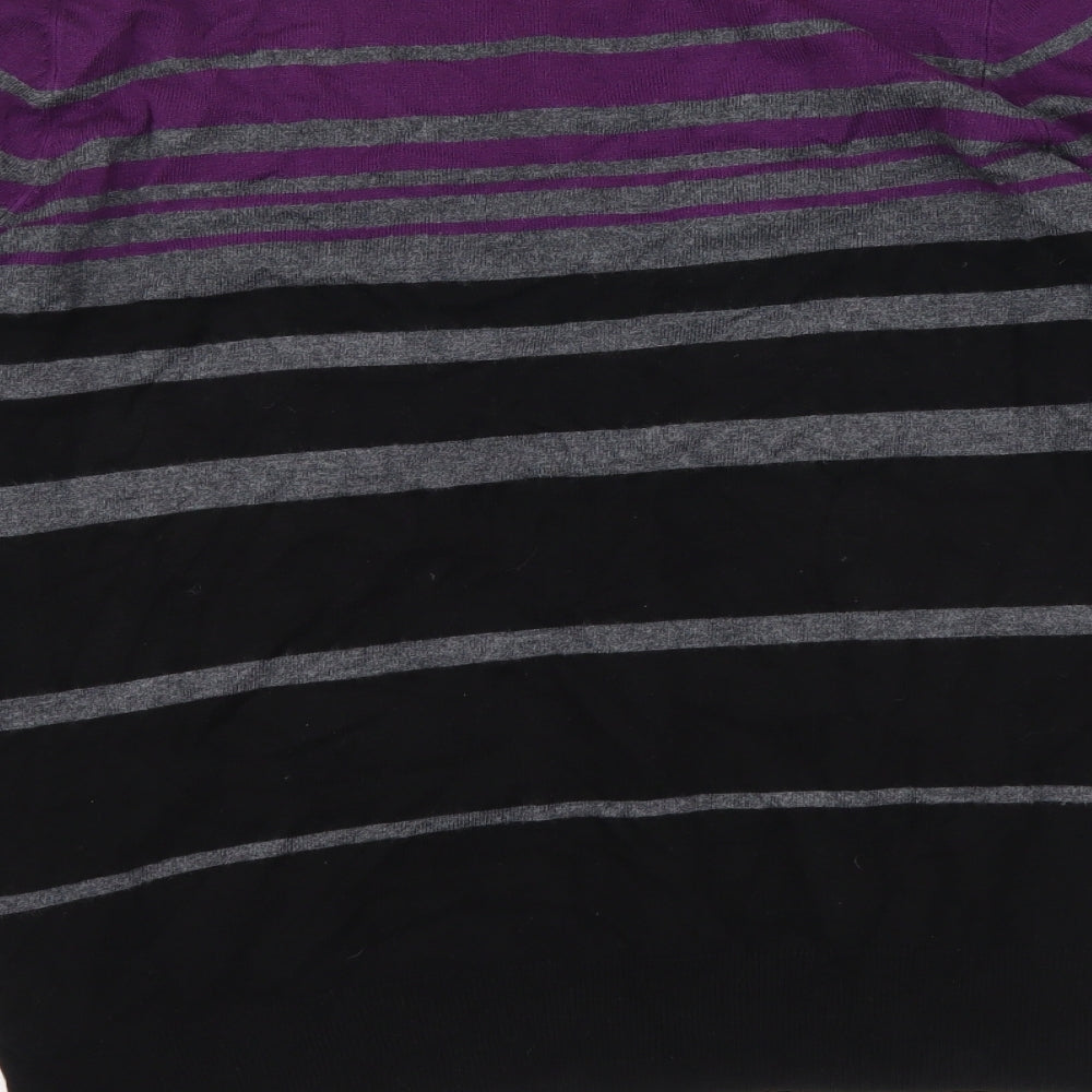 Marks and Spencer Womens Multicoloured Round Neck Striped Viscose Cardigan Jumper Size 12