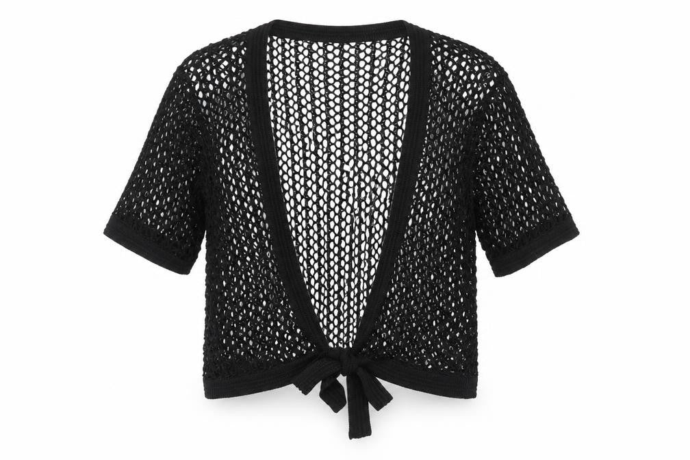 Just Elegance Womens Black Viscose Basic Blouse Size M V-Neck - Beachwear