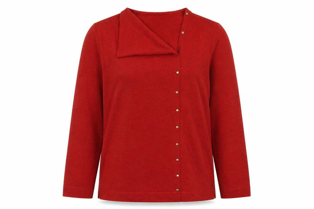 Tigi Womens Red Polyester Basic Blouse Size 10 V-Neck