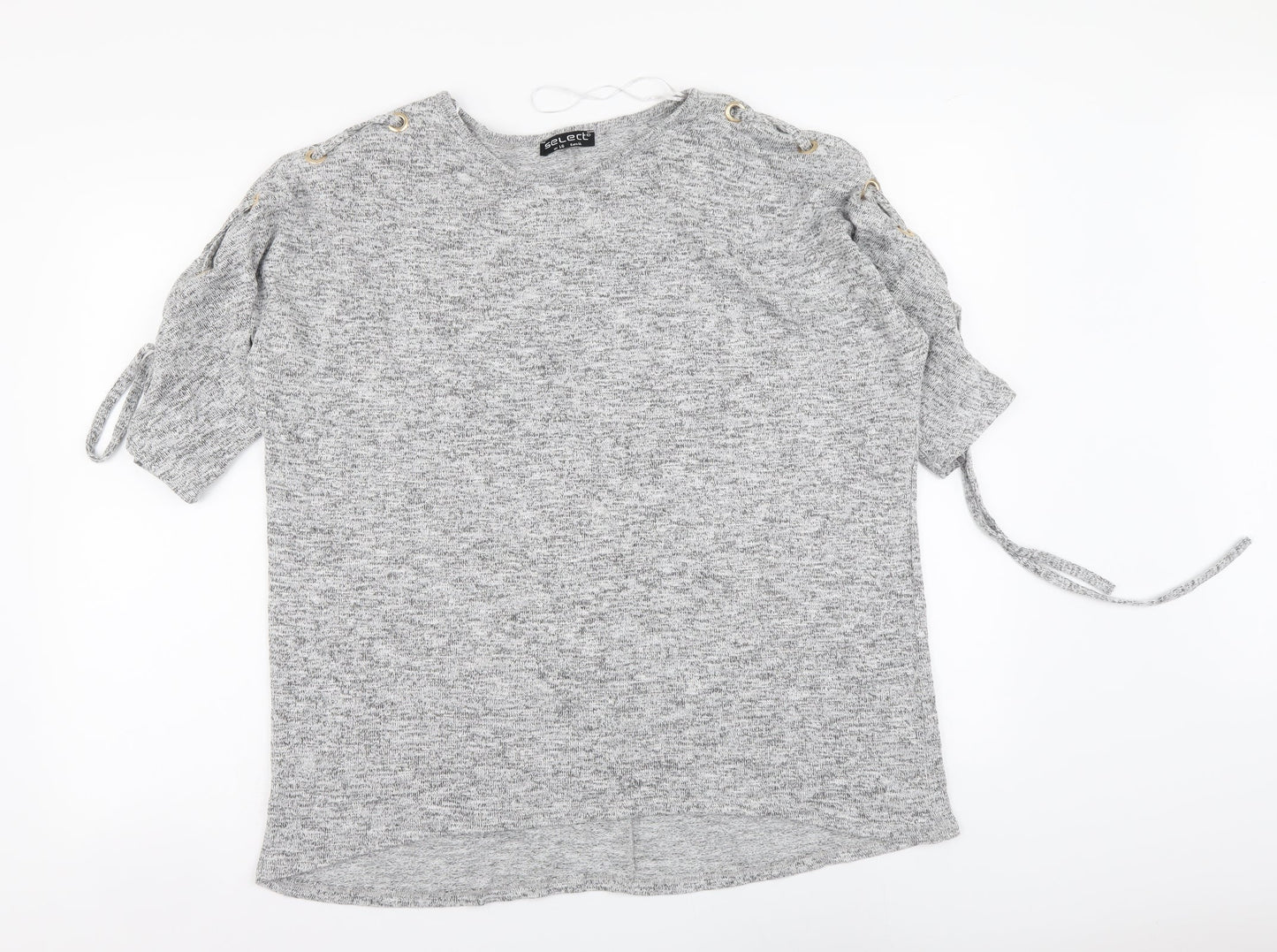 Selected Womens Grey Polyester Basic Blouse Size 16 Round Neck