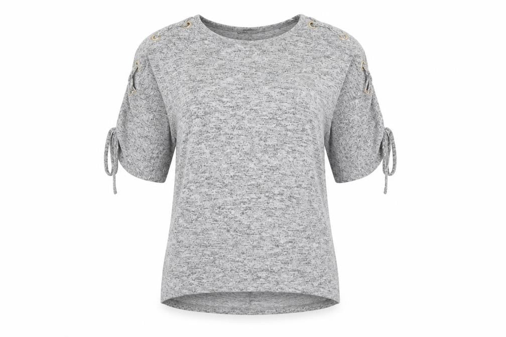 Selected Womens Grey Polyester Basic Blouse Size 16 Round Neck