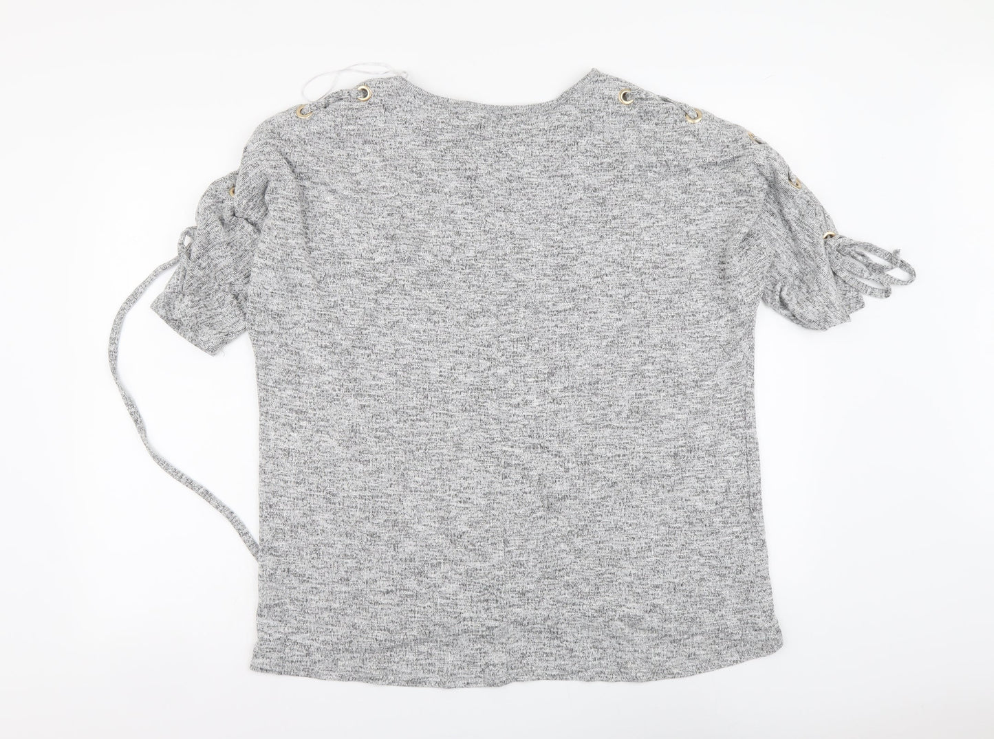 Selected Womens Grey Polyester Basic Blouse Size 16 Round Neck