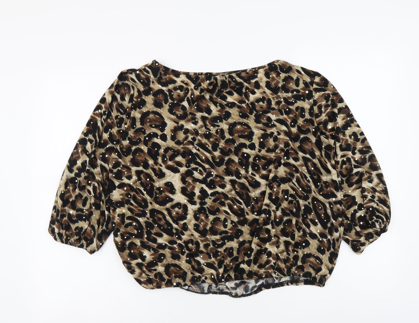Wallis Womens Brown Animal Print Polyester Basic Blouse Size M Round Neck - Leopard pattern
