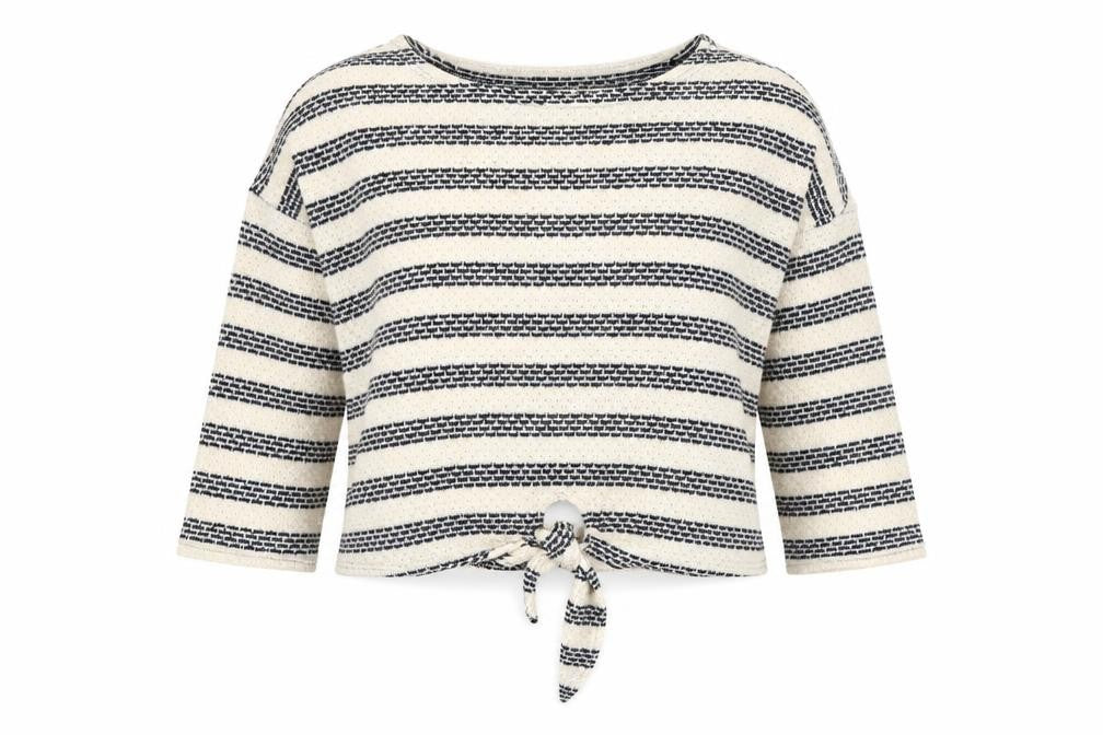 New Look Womens Beige Round Neck Striped Acrylic Pullover Jumper Size L