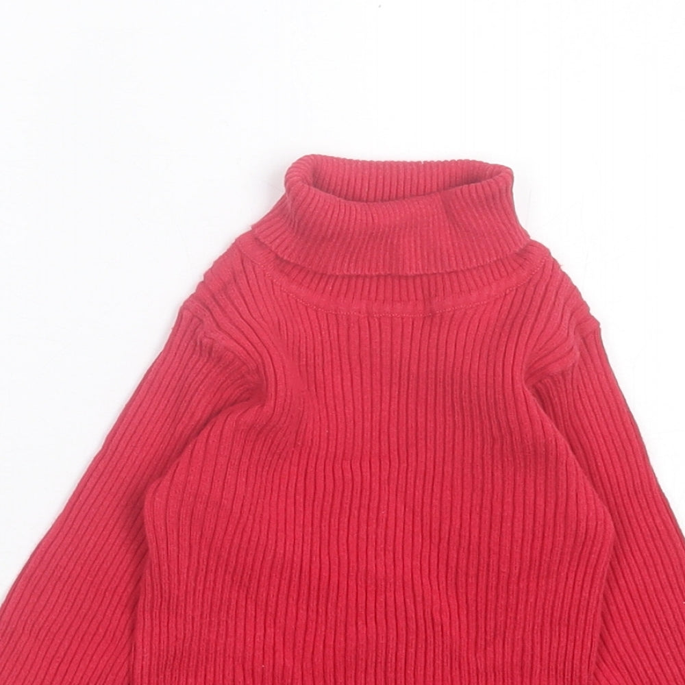 NEXT Girls Red Roll Neck Cotton Pullover Jumper Size 2 Years Pullover