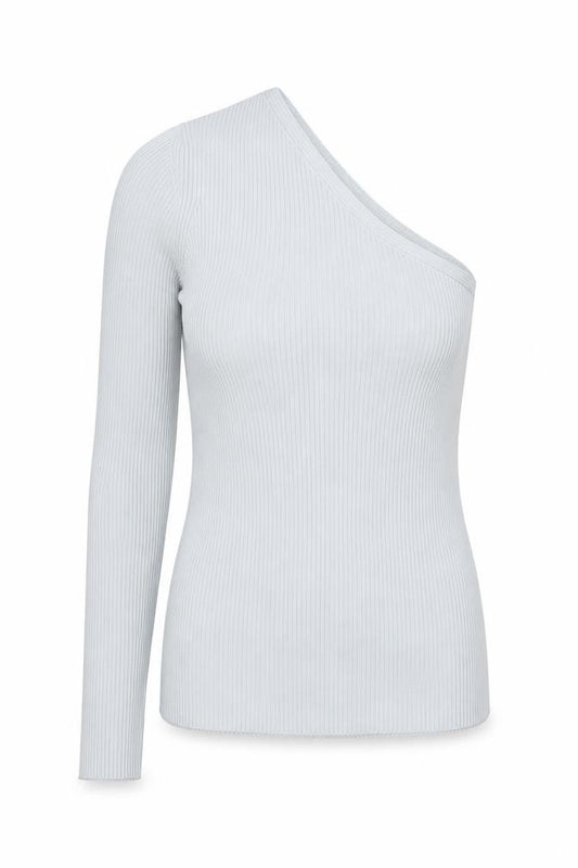 PRETTYLITTLETHING Womens Blue Polyester Basic T-Shirt Size 8 One Shoulder