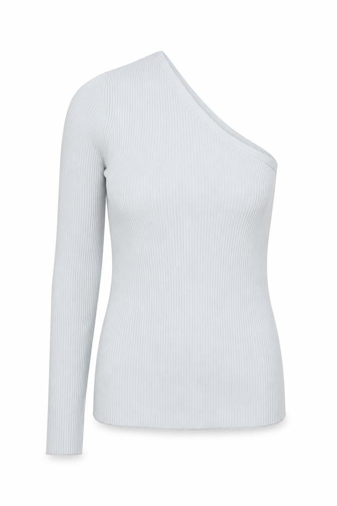PRETTYLITTLETHING Womens Blue Polyester Basic T-Shirt Size 8 One Shoulder