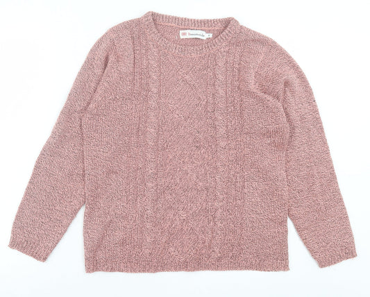 Beaumonde Womens Pink Crew Neck Acrylic Pullover Jumper Size M
