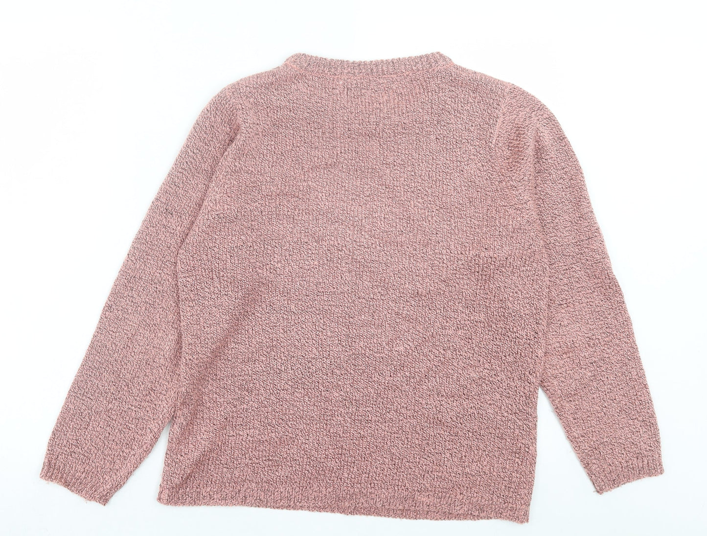 Beaumonde Womens Pink Crew Neck Acrylic Pullover Jumper Size M