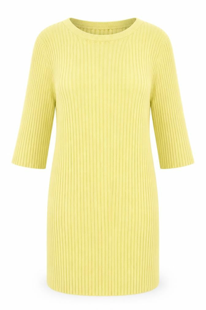 NEXT Womens Yellow Cotton Basic T-Shirt Size 10 Crew Neck - Lettuce Edging