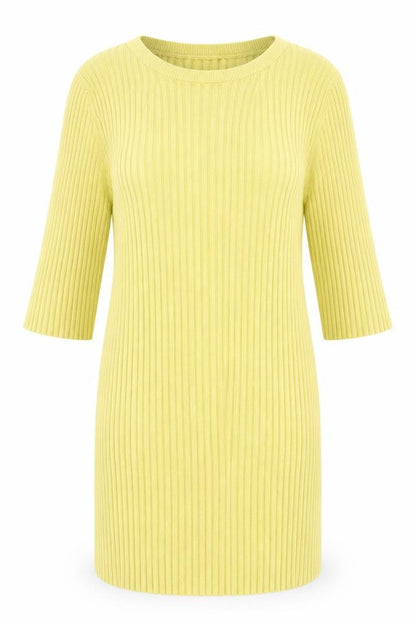 Next Womens Yellow Cotton Basic T-Shirt Size 10 Crew Neck - Lettuce Edging