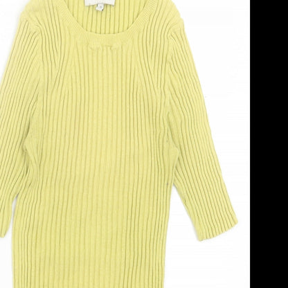 Next Womens Yellow Cotton Basic T-Shirt Size 10 Crew Neck - Lettuce Edging