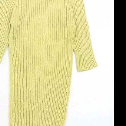 Next Womens Yellow Cotton Basic T-Shirt Size 10 Crew Neck - Lettuce Edging