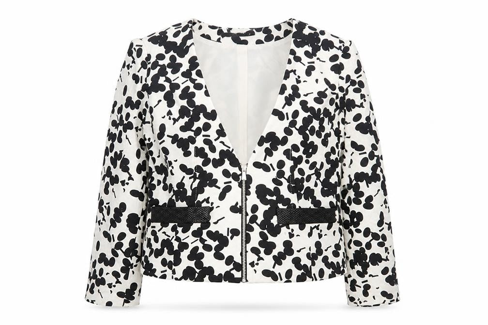 Zara Womens White Floral Jacket Size L Zip
