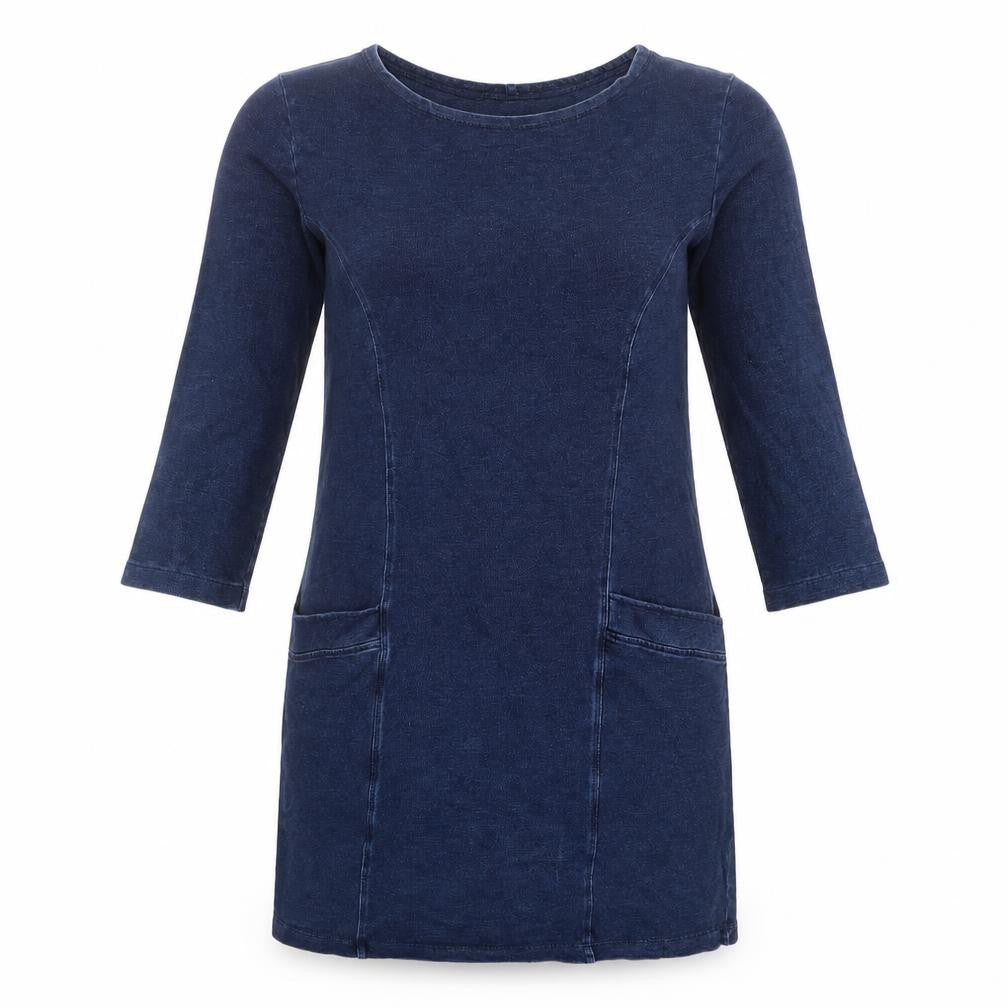 TU Womens Blue Cotton Jumper Dress Size 10 Crew Neck Pullover