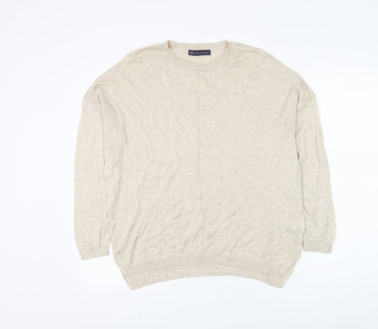 Marks and Spencer Womens Beige Round Neck Viscose Pullover Jumper Size L