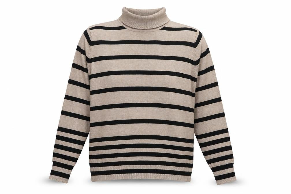 First Avenue Womens Brown Roll Neck Striped Viscose Pullover Jumper Size L