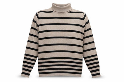 First Avenue Womens Brown Roll Neck Striped Viscose Pullover Jumper Size L