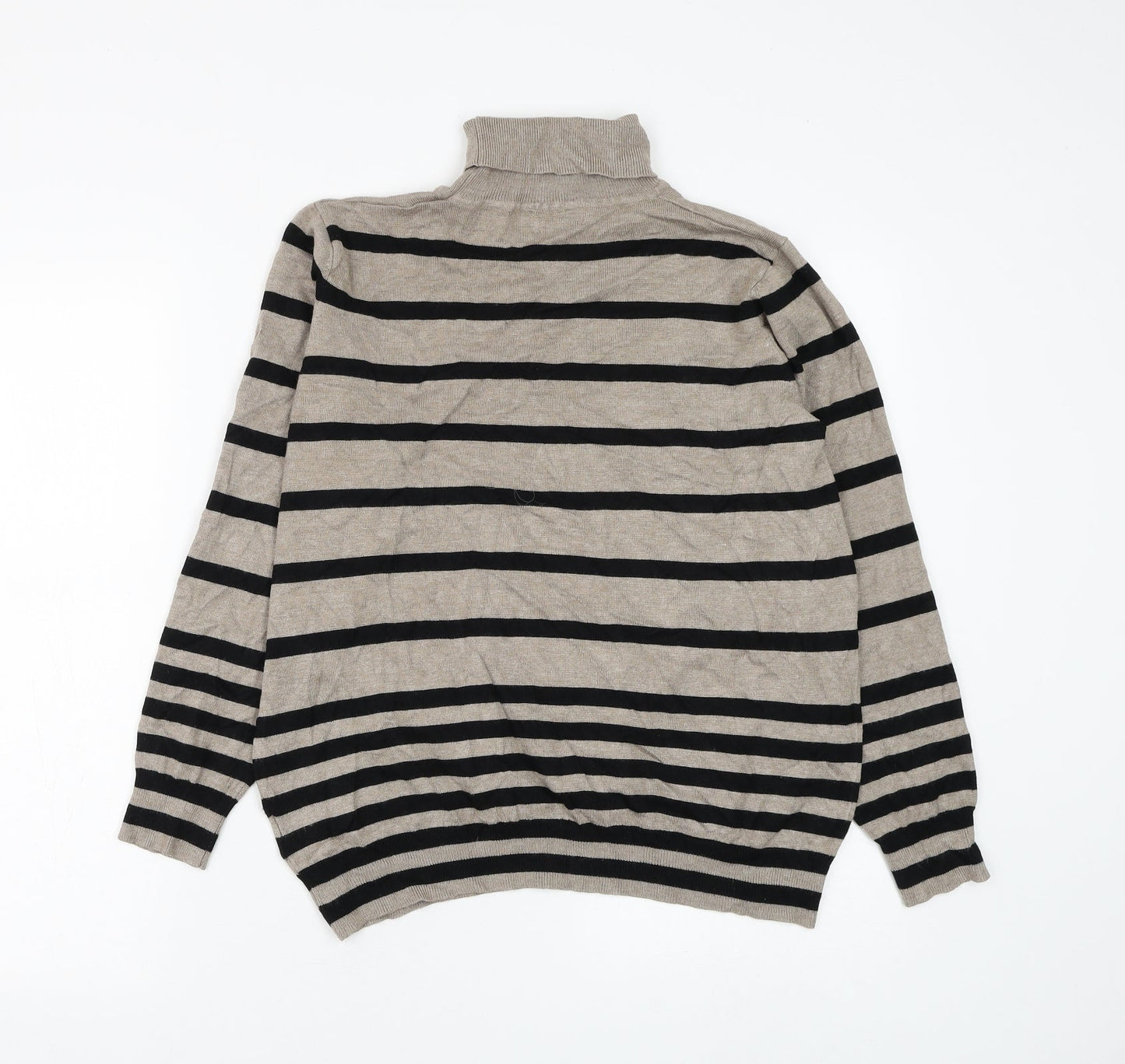 First Avenue Womens Brown Roll Neck Striped Viscose Pullover Jumper Size L