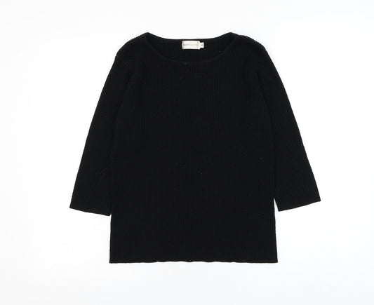 Bonmarché Womens Black Round Neck Acrylic Pullover Jumper Size M