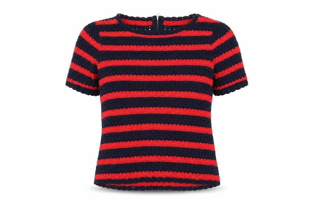 NEXT Womens Blue Round Neck Striped Cotton Pullover Jumper Size 8