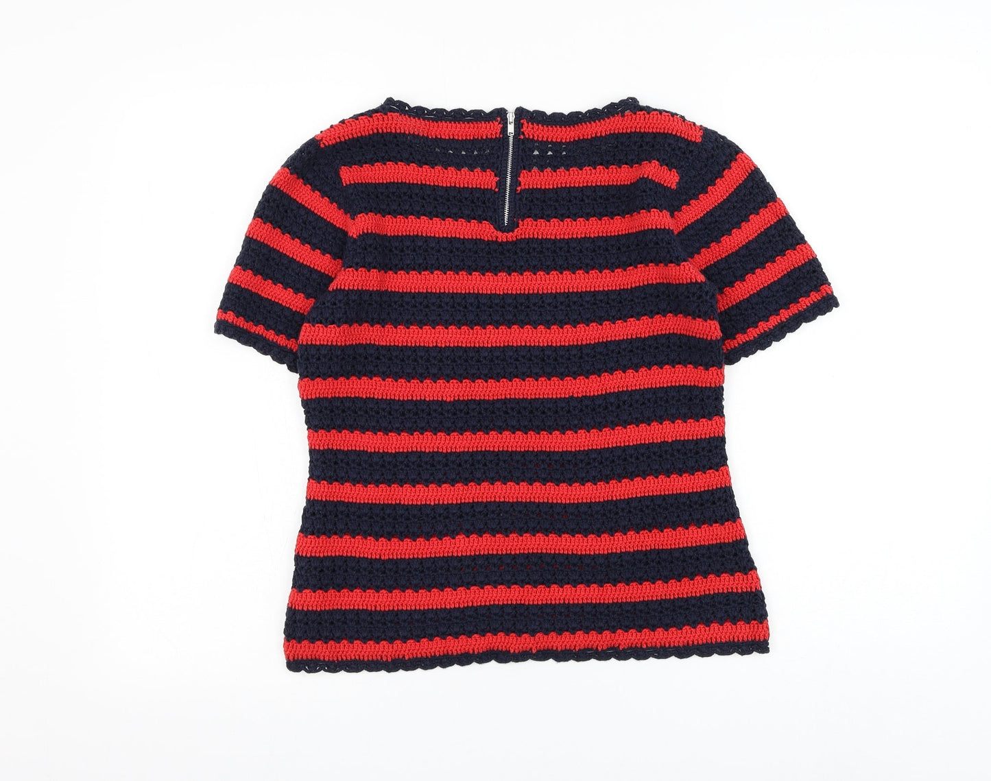 NEXT Womens Blue Round Neck Striped Cotton Pullover Jumper Size 8