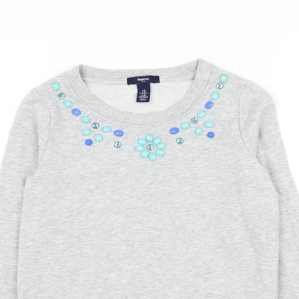 Gap Girls Grey Cotton Pullover Sweatshirt Size 8-9 Years Pullover