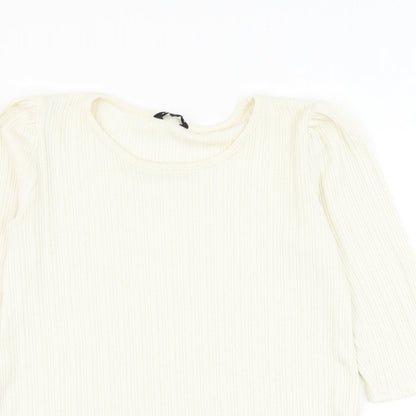 Peacocks Womens White Round Neck Polyester Pullover Jumper Size 12