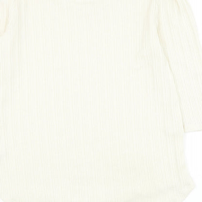 Peacocks Womens White Round Neck Polyester Pullover Jumper Size 12