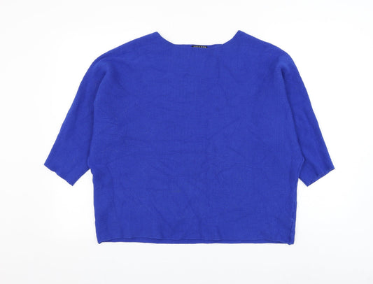 Viz A Viz Womens Blue Round Neck Viscose Pullover Jumper Size L