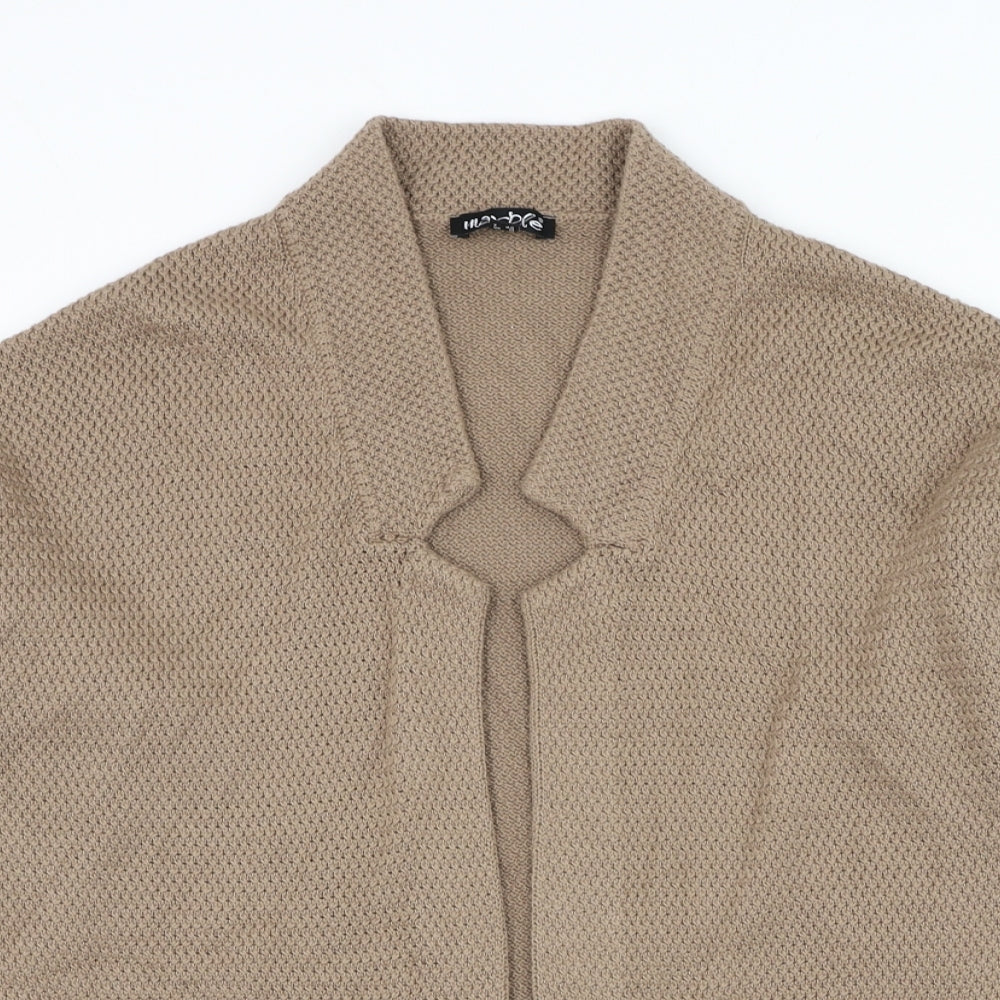 Marble Womens Brown V-Neck Cotton Cardigan Jumper Size 2