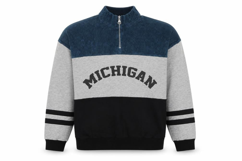 Select Womens Grey Colourblock Cotton Pullover Sweatshirt Size S Zip - Michigan