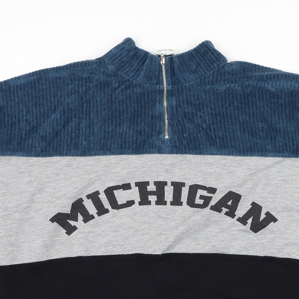 Select Womens Grey Colourblock Cotton Pullover Sweatshirt Size S Zip - Michigan