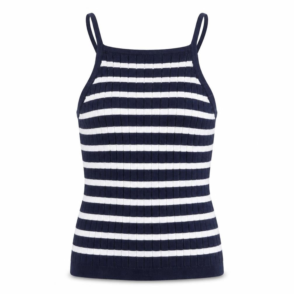 Preworn Womens Blue Striped Polyester Basic Tank Size S Square Neck