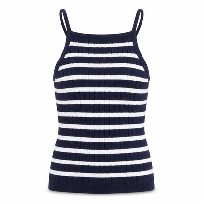 Preworn Womens Blue Striped Polyester Basic Tank Size S Square Neck