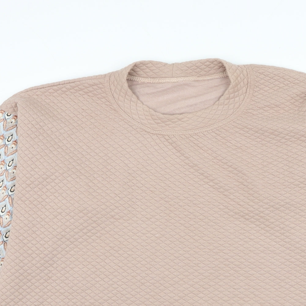 Preworn Womens Pink Geometric Polyester Pullover Sweatshirt Size L Pullover
