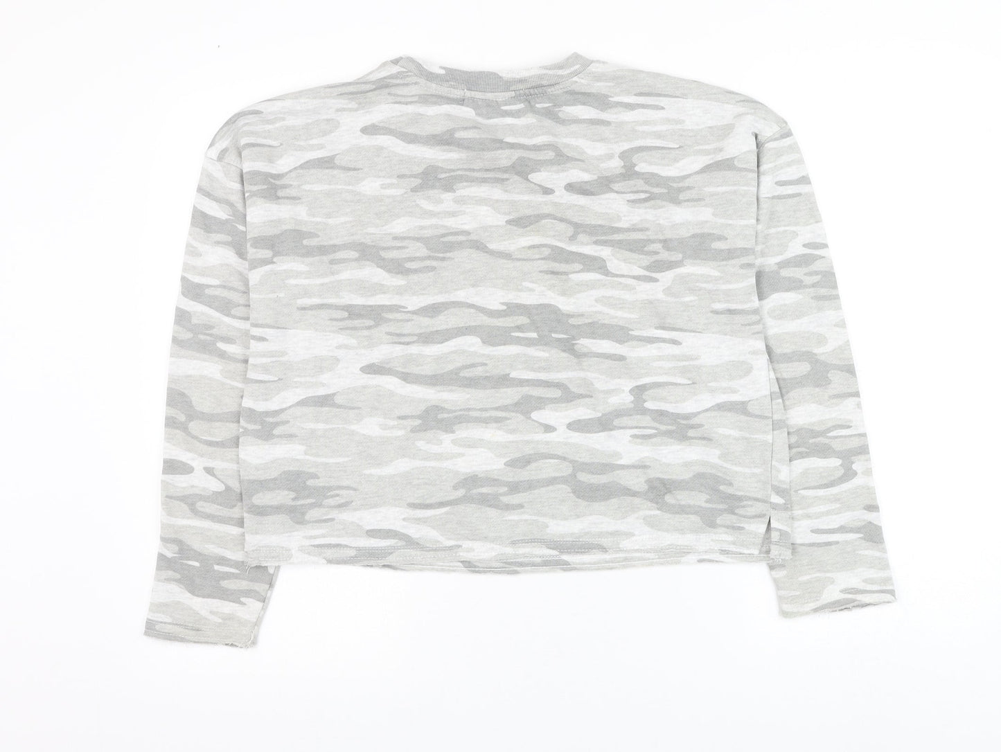 Wild Skye Womens Grey Camouflage Cotton Pullover Sweatshirt Size M Pullover - Cropped