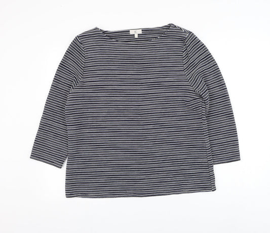 CC Womens Blue Round Neck Striped Viscose Pullover Jumper Size XL