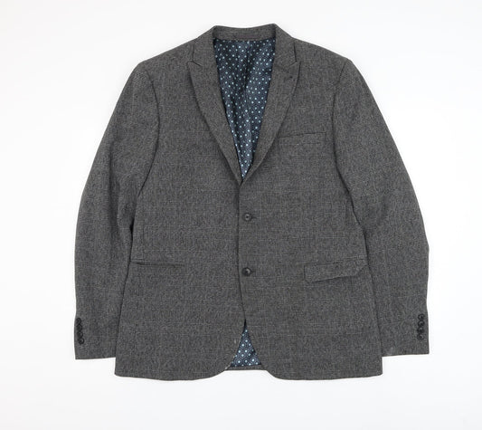 NEXT Mens Grey Plaid Polyester Jacket Suit Jacket Size 44