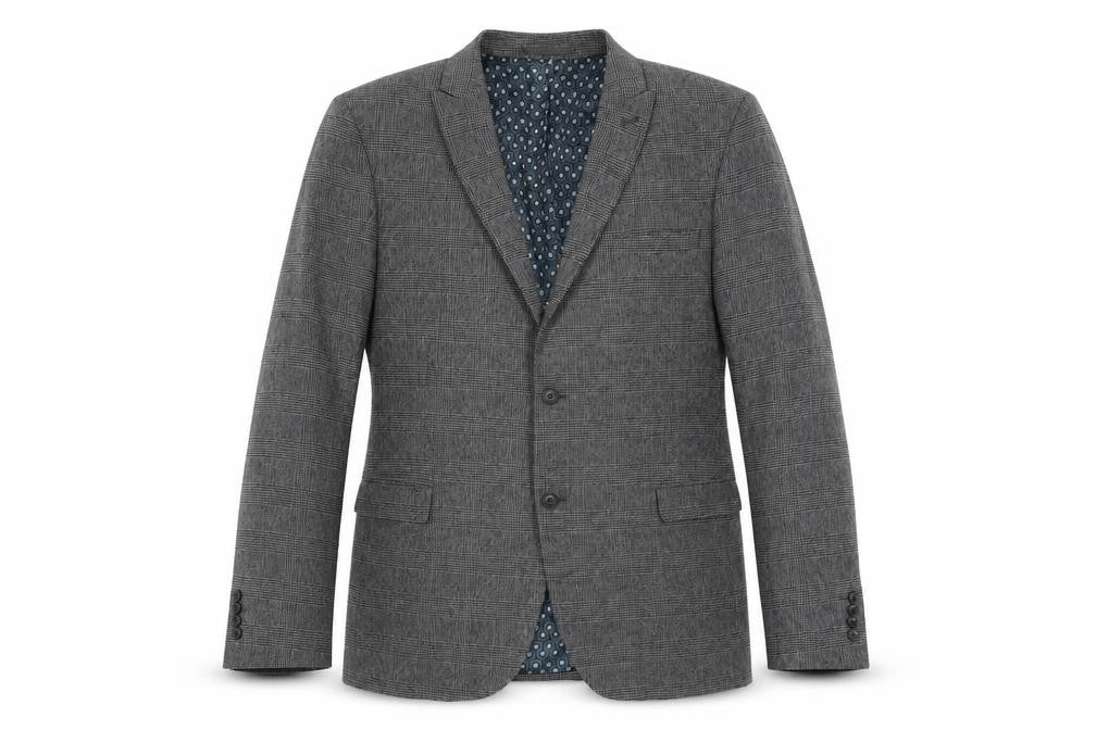 NEXT Mens Grey Plaid Polyester Jacket Suit Jacket Size 44