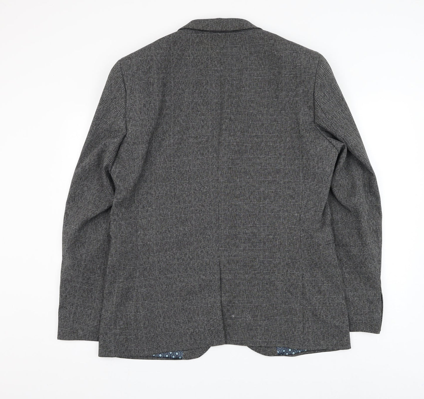 NEXT Mens Grey Plaid Polyester Jacket Suit Jacket Size 44