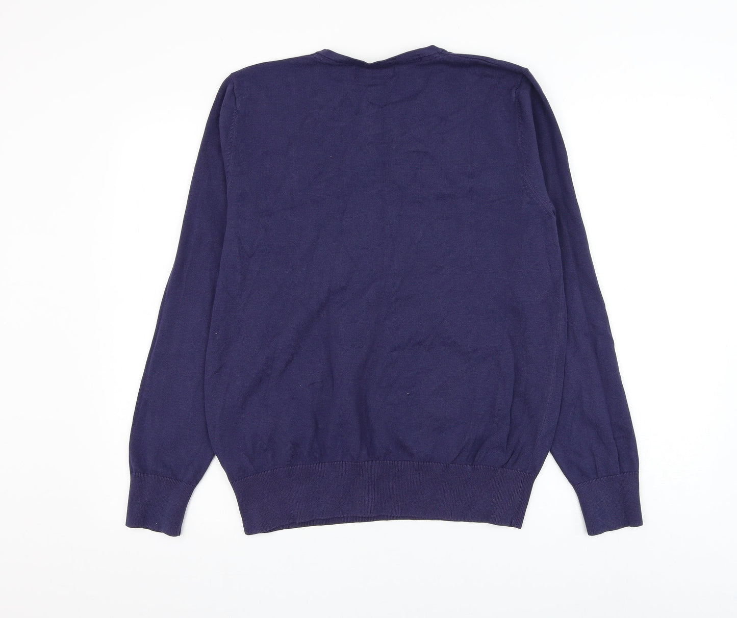 Burton Mens Purple V-Neck Cotton Pullover Jumper Size L