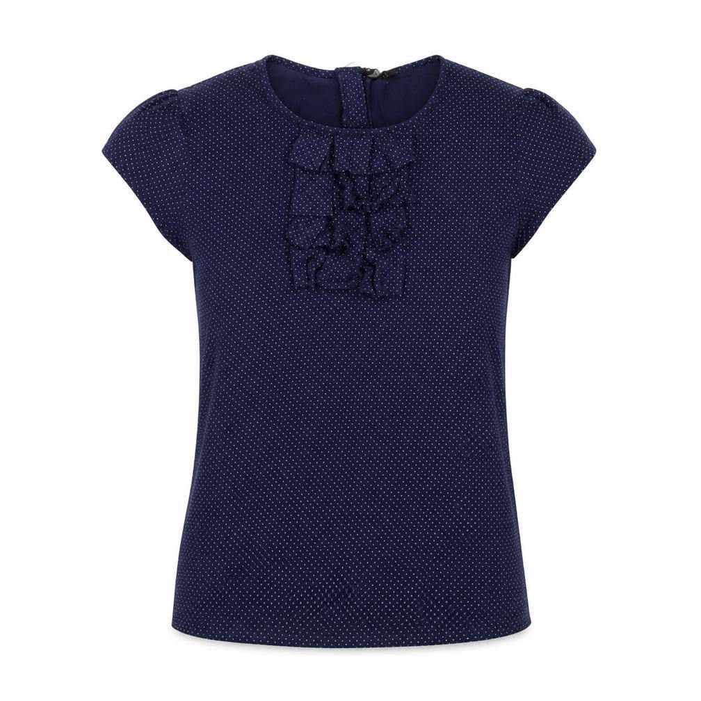 Topshop Womens Blue Polka Dot Cotton Basic T-Shirt Size 8 Round Neck