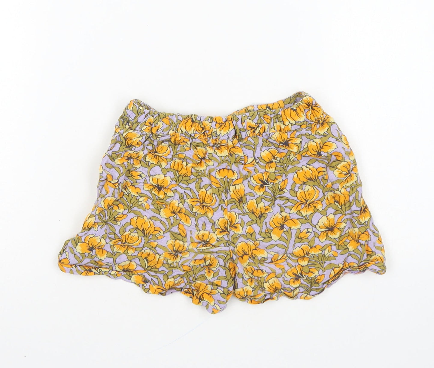 Zara Girls Multicoloured Floral Polyester Mini Skort Size 7 Years Regular Pull On