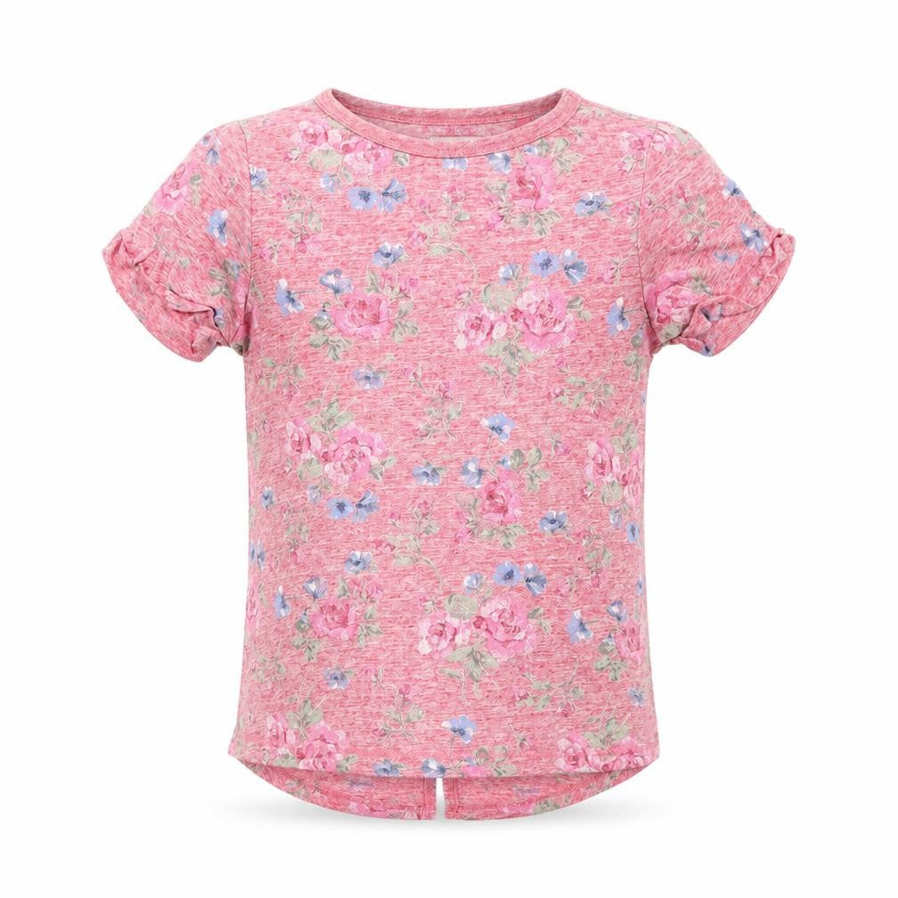 NEXT Girls Pink Floral Polyester Basic T-Shirt Size 7 Years Round Neck Pullover